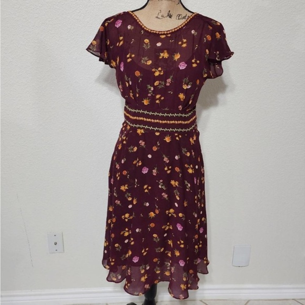 MAX Studio floral boho peasant Bavarian midi‎ dress size 2 new!!!